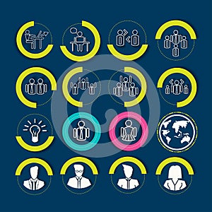 Human resources and management icons set. Vector illustrations