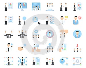 Human Resources Management Icons Vector , Business, Teamwork