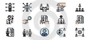 Human Resources Management line color people  icons