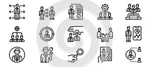 Human Resources Management line icons