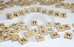 Human resources management term wooden abc engagement