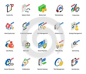 Human Resources, Money Market & Payment Method Icons