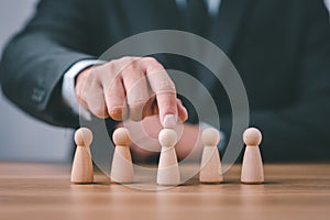 Human resources officer looking for leader and CEO concept