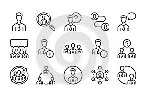 Human resources and People related line icon set.