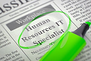 Human Resources IT Specialist Hiring Now. 3D.