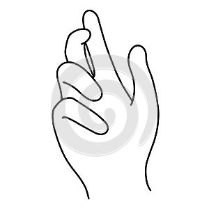 Human right hand vector icon. Simple illustration isolated on white background. A gesture of support, care, peace.