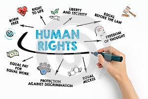 Human rights concept. Chart with keywords and icons