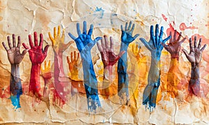 Human rights concept portrayed by weathered paper in outstretched hands, symbolizing hope, help, advocacy, and freedom in a