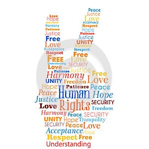 Human Rights concept words in hand shape