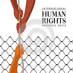 Human Rights Day card of people help concept