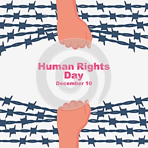 Human Rights Day. Landing page template, banner with text for human freedom day