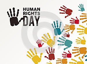 Human rights day poster with hands colors print