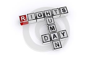 human rights day word block on white