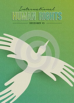 Human Rights greeting card of people hand bird