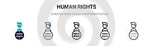 Human rights icon in filled, thin line, outline and stroke style. Vector illustration of two colored and black human rights vector