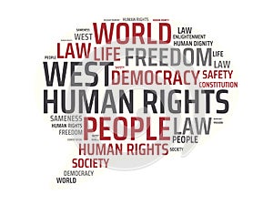 HUMAN RIGHTS - image with words associated with the topic COMMUNITY OF VALUES, word, image, illustration