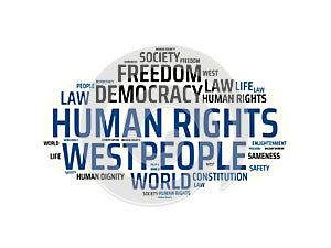 HUMAN RIGHTS - image with words associated with the topic COMMUNITY OF VALUES, word, image, illustration