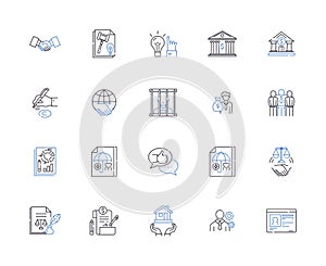 human rights outline icons collection. Human, Rights, Equality, Dignity, Life, Liberty, Freedom vector and illustration