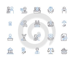 human rights outline icons collection. Human, Rights, Equality, Dignity, Life, Liberty, Freedom vector and illustration