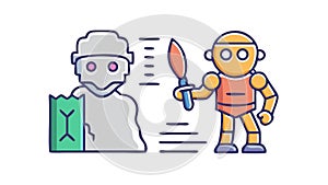 Human and Robot AI Interaction Technology Vector, vector design Generative AI