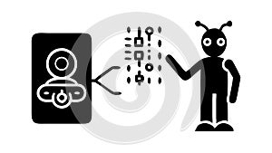 Human Robot with Binary Code, AI and Future of Technology vector design Generative AI