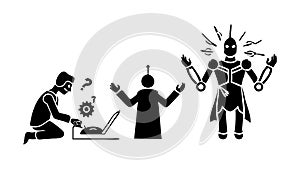 Human-Robot Collaboration, Future Technology Partnership, vector design Generative AI