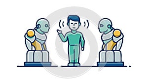 Human-Robot Communication, AI Interaction, Future Workforce Collaboration, vector design Generative AI