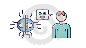 Human and Robot Communication AI Interaction Technology Vector, vector design Generative AI