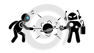 Human and Robot Connecting: AI, Interaction, and Future of Human-Machine, vector design Generative AI