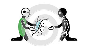 Human and Robot Connection AI Integration Vector Design, vector design Generative AI