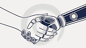 Human and robot hands shaking, symbolizing future technology, vector design Generative AI