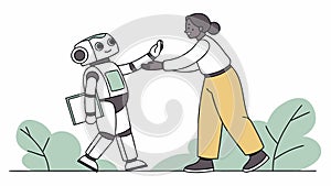 Human and Robot Handshake, AI Collaboration and Future Technology, vector design Generative AI