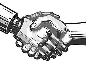 Human and Robot Handshake Collaboration vector