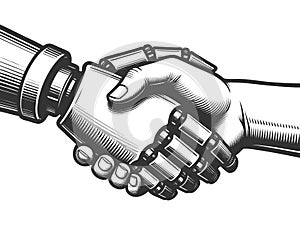 Human and Robot Handshake Collaboration vector