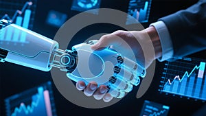 Human and Robot Handshake Representing AI Collaboration