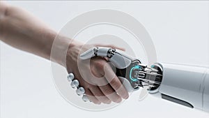 HumanâRobot Handshake Symbolizing Advanced AI Collaboration `