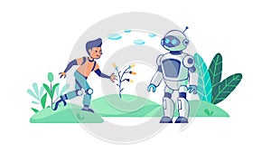 Human-Robot Interaction for AI and Automation, vector design Generative AI