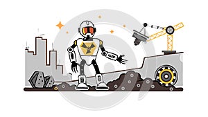Human Robot Interaction AI Collaboration Icon, vector design Generative AI