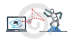 Human-Robot Interaction AI Integration, vector design Generative AI