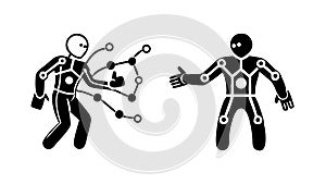 Human-Robot Interaction, AI Partnership and Future Collaboration. vector design Generative AI