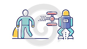 Human-Robot Interaction Artificial Intelligence Future, vector design Generative AI