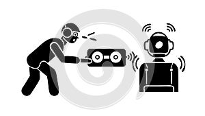 Human Robot Interaction Exchange, vector design Generative AI