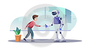 Human and Robot Interaction Future Concept, vector design Generative AI