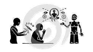 Human-robot interaction, future technology, AI integration, vector design Generative AI