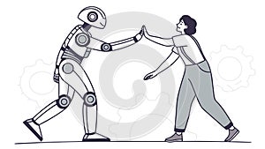 Human-robot interaction, illustrating future technology and collaboration. vector design Generative AI