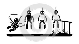 Human Robot Interaction Silhouette, AI Control, Future, vector design Generative AI