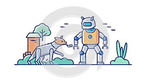 Human Robot Interaction Silhouette, vector design Generative AI