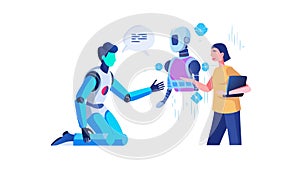 Human and robot shaking hands in collaboration, future tech, vector design Generative AI