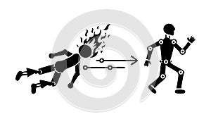 Human Robot Transformation - Cybernetics, AI Future Evolution Icon, vector design Generative AI