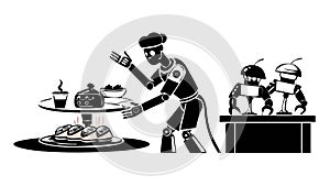 Human and Robot Working in Harmony, vector design Generative AI